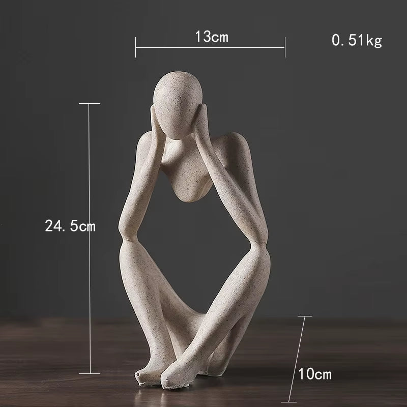 Nordic Abstract Sculpture Thinker Statue Resin Woman Figurine Office Home Decoration Accessories Decor Crafts Modern Art