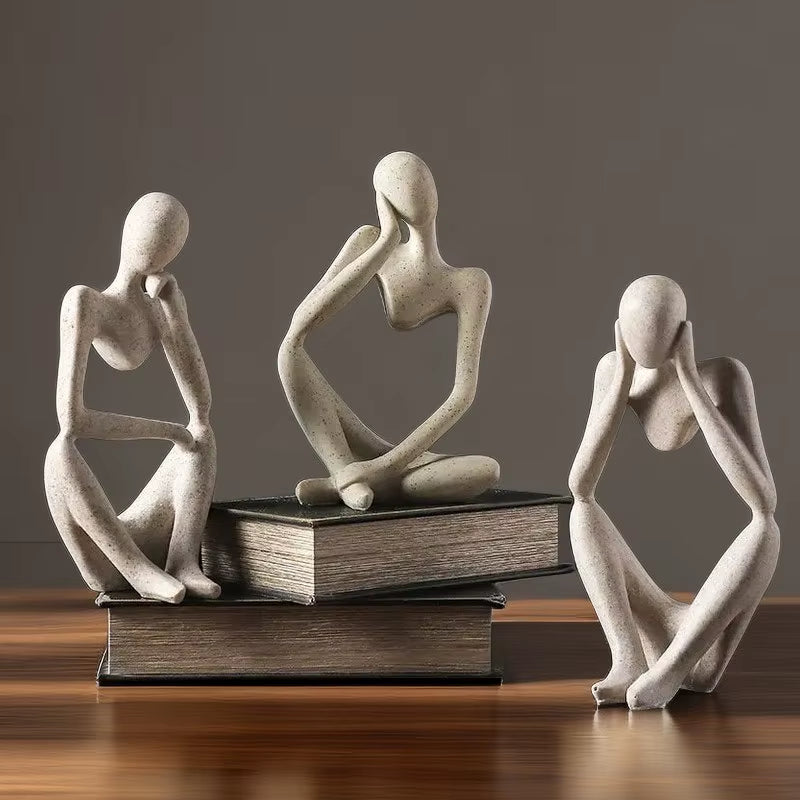 Nordic Abstract Sculpture Thinker Statue Resin Woman Figurine Office Home Decoration Accessories Decor Crafts Modern Art