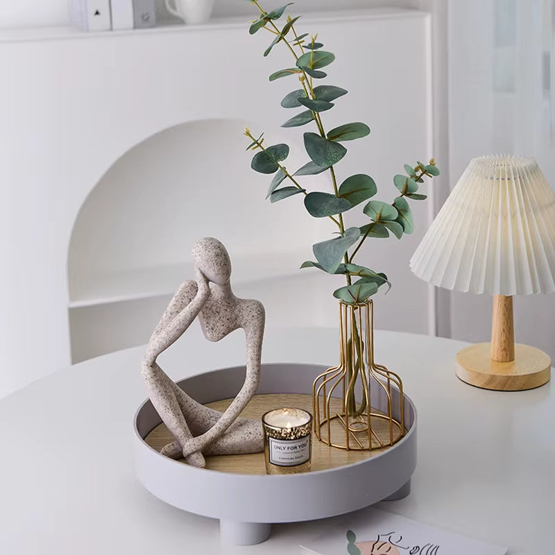 Nordic Abstract Sculpture Thinker Statue Resin Woman Figurine Office Home Decoration Accessories Decor Crafts Modern Art