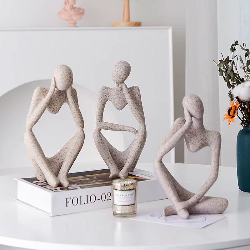 Nordic Abstract Sculpture Thinker Statue Resin Woman Figurine Office Home Decoration Accessories Decor Crafts Modern Art