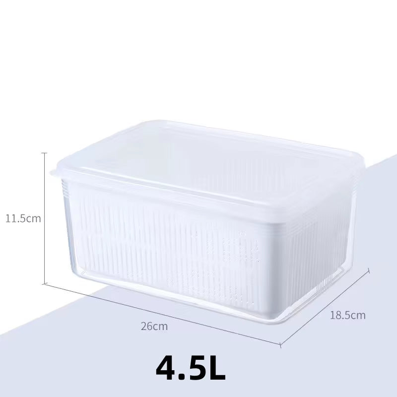 Refrigerator Organizer Fridge Storage Box Fresh Vegetable Fruit Boxes Drain Basket Storage Containers Pantry Kitchen Organizer