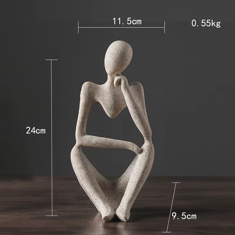 Nordic Abstract Sculpture Thinker Statue Resin Woman Figurine Office Home Decoration Accessories Decor Crafts Modern Art