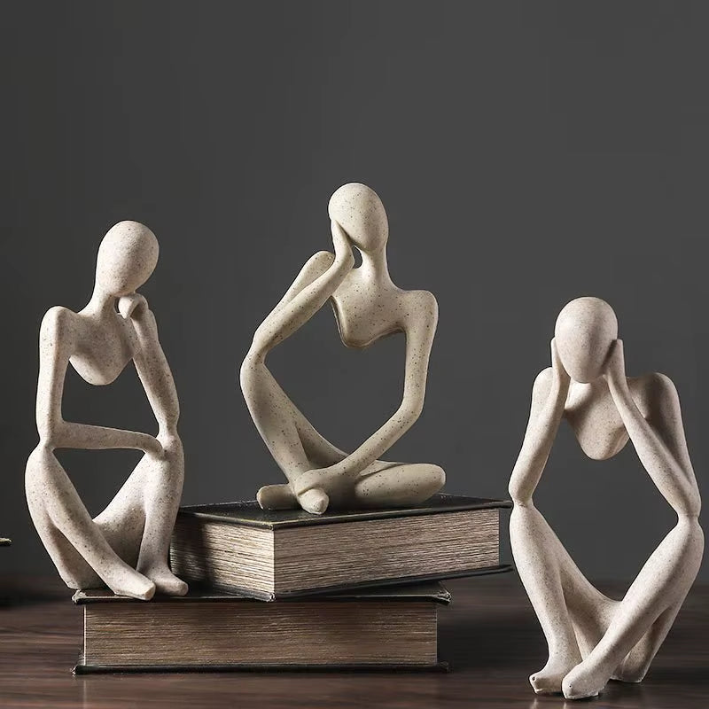 Nordic Abstract Sculpture Thinker Statue Resin Woman Figurine Office Home Decoration Accessories Decor Crafts Modern Art