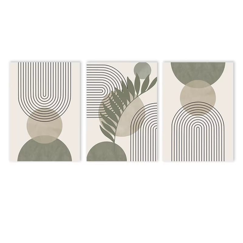 Abstract Boho Geometric Wall Art Canvas Painting Nordic Sage Green Botanical Posters and Prints Pictures Living Room Home Decor