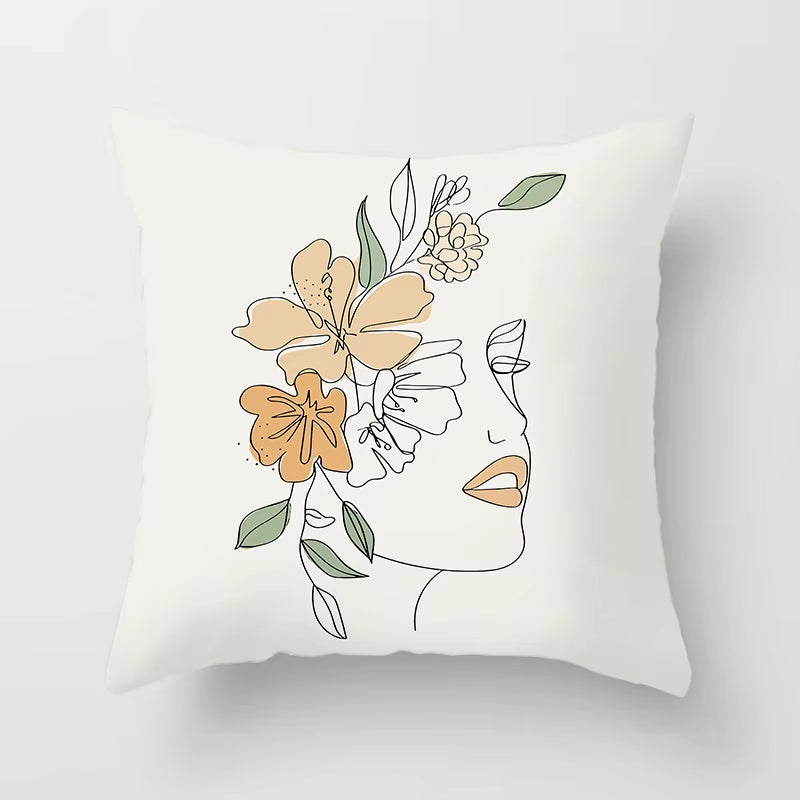 Brand New Nordic Simple Abstract Line Drawings Cushion Cases Morandi Decorative Pillows Case Modern Livingroom Sofa Throw Pillow