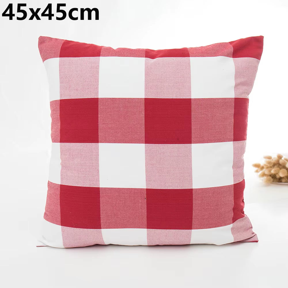 Plaid Sofa Cushion Cover 30X50/45X45CM Blue Red Coffee Orange Strip Home Hotel Office Couch Seat Decor Waist Throw Pillow Case