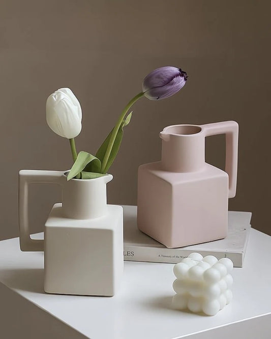 Handmade Ceramic Jug Pitcher Vase - Modern and Unique Decorative Centerpiece Vase
