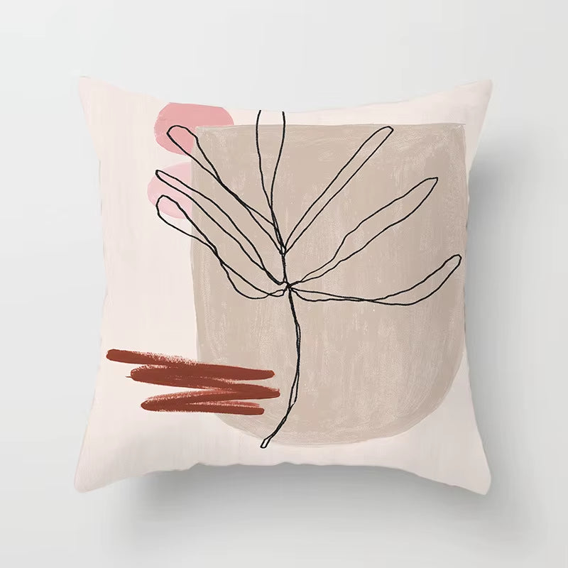 Brand New Nordic Simple Abstract Line Drawings Cushion Cases Morandi Decorative Pillows Case Modern Livingroom Sofa Throw Pillow