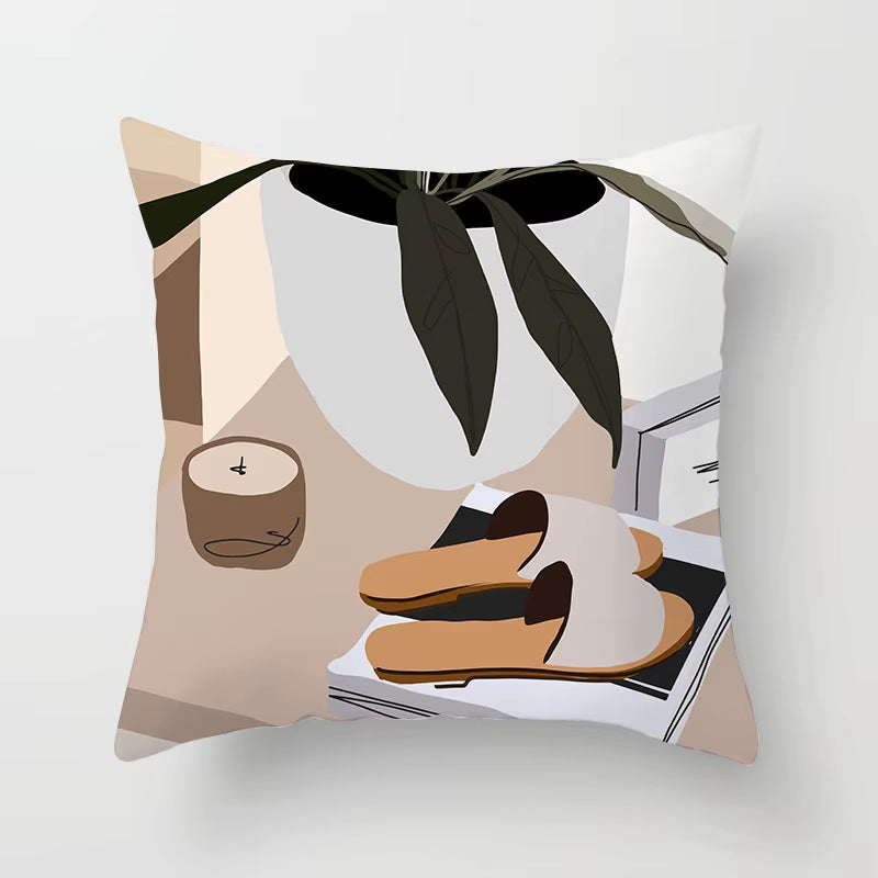 Brand New Nordic Simple Abstract Line Drawings Cushion Cases Morandi Decorative Pillows Case Modern Livingroom Sofa Throw Pillow