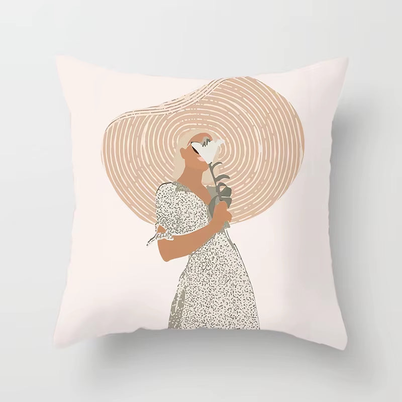 Brand New Nordic Simple Abstract Line Drawings Cushion Cases Morandi Decorative Pillows Case Modern Livingroom Sofa Throw Pillow