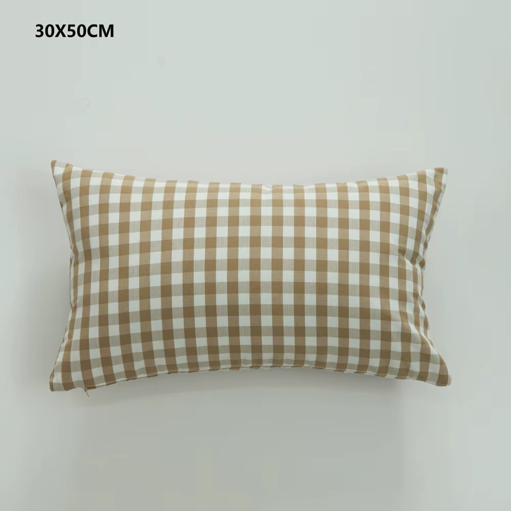 Plaid Sofa Cushion Cover 30X50/45X45CM Blue Red Coffee Orange Strip Home Hotel Office Couch Seat Decor Waist Throw Pillow Case