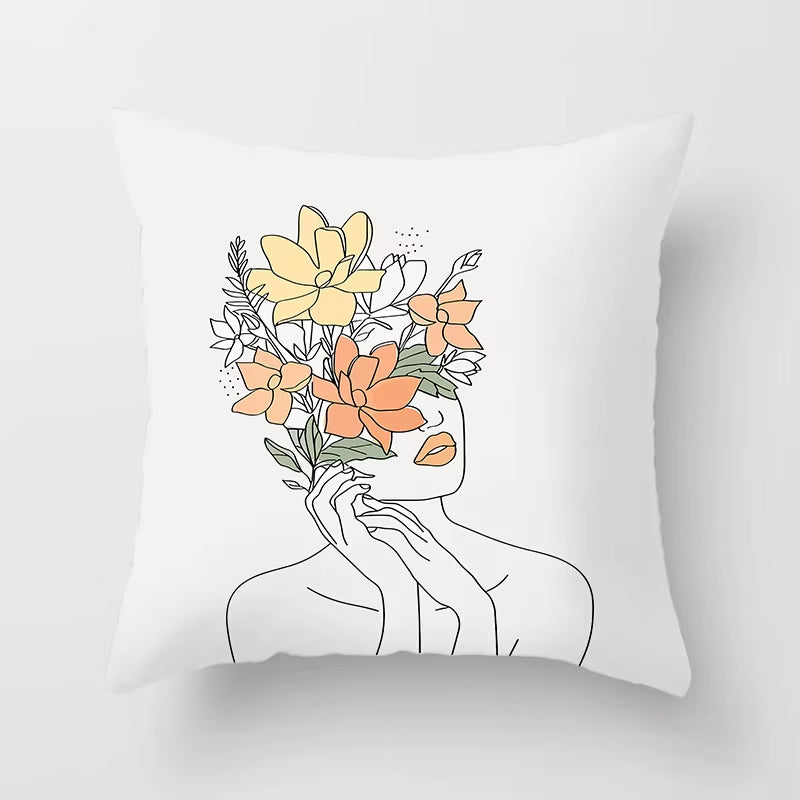 Brand New Nordic Simple Abstract Line Drawings Cushion Cases Morandi Decorative Pillows Case Modern Livingroom Sofa Throw Pillow