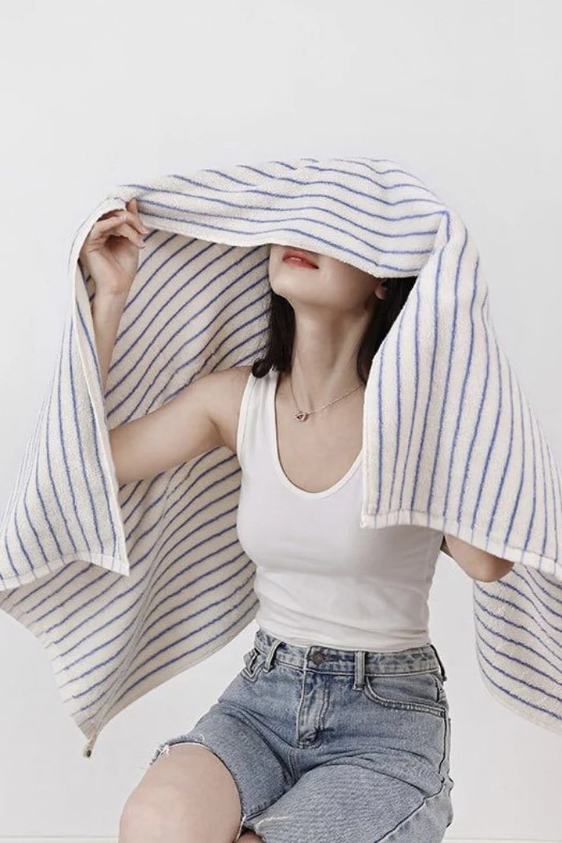 Retro Soft 100% Long-Stapled Cotton Striped Bath Towel