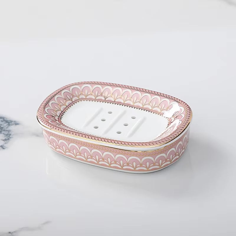 Nordic Light Luxury Ceramic Soap Dish Soap Container Jewelry Watch Storage Rack Hotel Household Shower Tray Bathroom Decoration