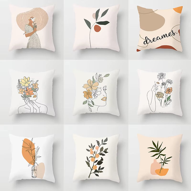 Brand New Nordic Simple Abstract Line Drawings Cushion Cases Morandi Decorative Pillows Case Modern Livingroom Sofa Throw Pillow