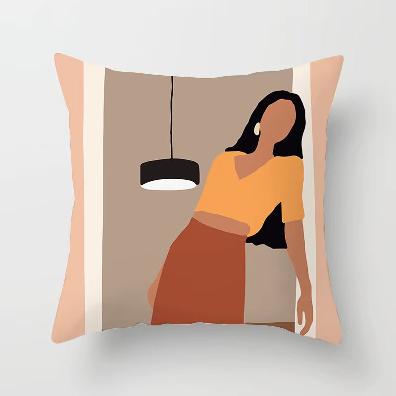 Brand New Nordic Simple Abstract Line Drawings Cushion Cases Morandi Decorative Pillows Case Modern Livingroom Sofa Throw Pillow