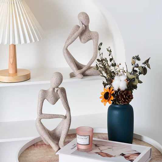 Nordic Abstract Sculpture Thinker Statue Resin Woman Figurine Office Home Decoration Accessories Decor Crafts Modern Art