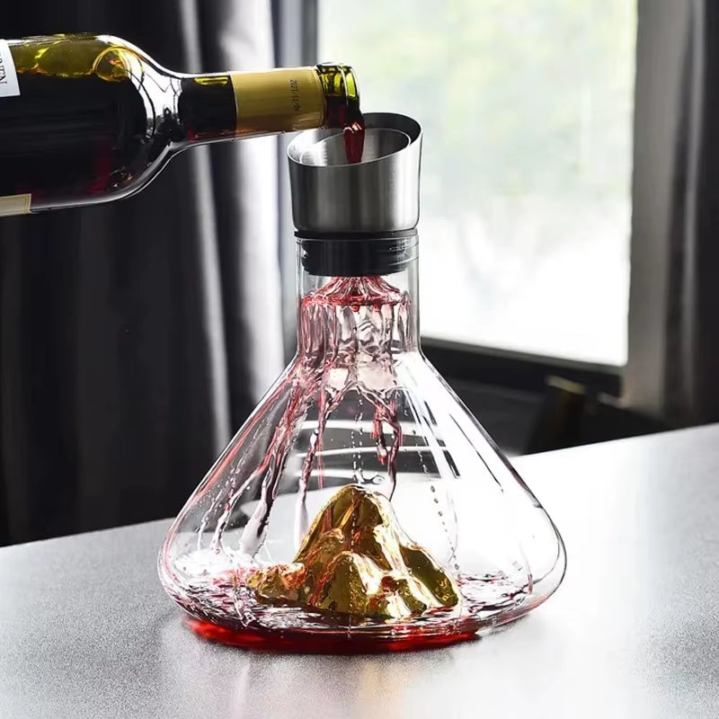 New European Iceberg Waterfall Wine Decanter Creative Transparent Lead-Free Crystal Glass Wine Dispenser Barware Quick Decanters
