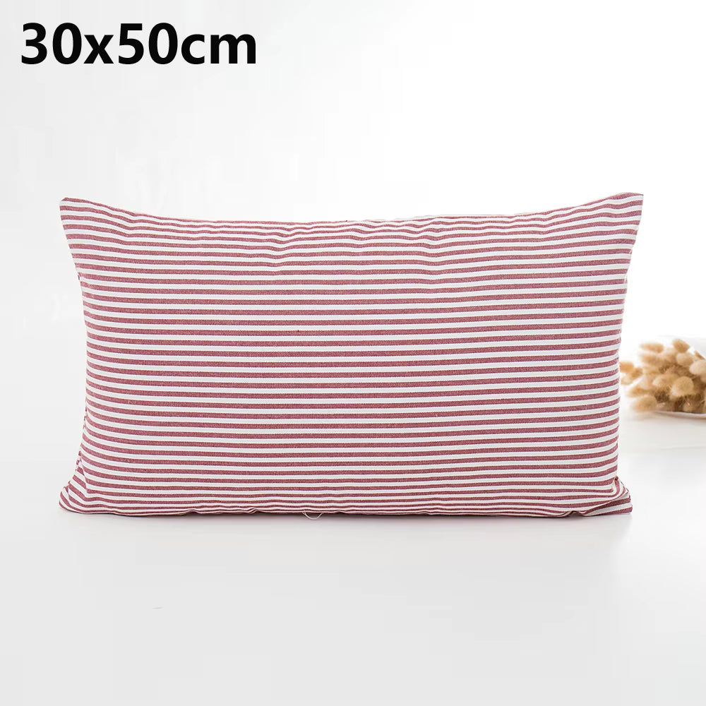 Plaid Sofa Cushion Cover 30X50/45X45CM Blue Red Coffee Orange Strip Home Hotel Office Couch Seat Decor Waist Throw Pillow Case