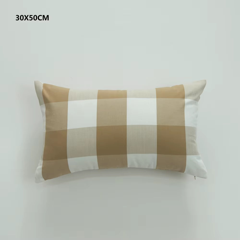 Plaid Sofa Cushion Cover 30X50/45X45CM Blue Red Coffee Orange Strip Home Hotel Office Couch Seat Decor Waist Throw Pillow Case