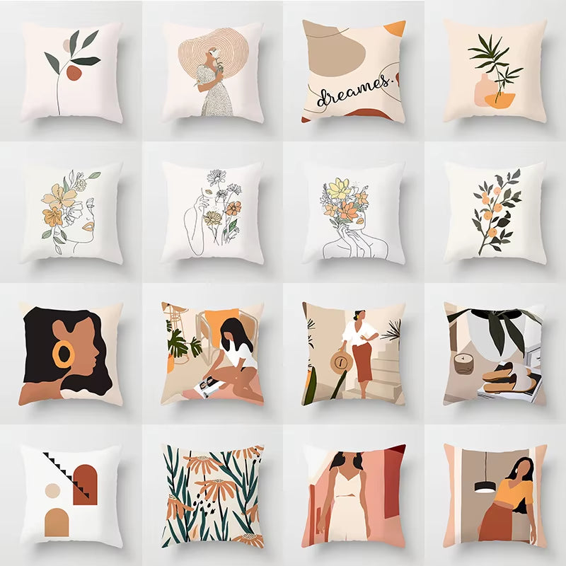 Brand New Nordic Simple Abstract Line Drawings Cushion Cases Morandi Decorative Pillows Case Modern Livingroom Sofa Throw Pillow