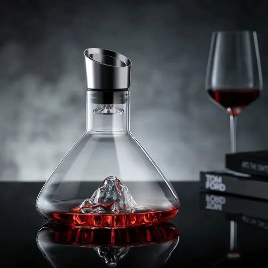 New European Iceberg Waterfall Wine Decanter Creative Transparent Lead-Free Crystal Glass Wine Dispenser Barware Quick Decanters