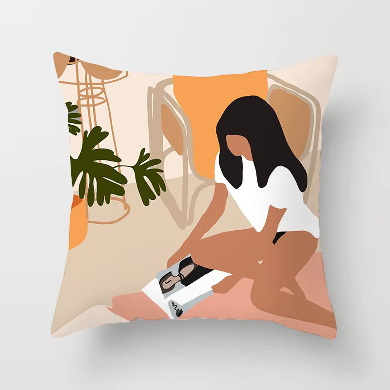 Brand New Nordic Simple Abstract Line Drawings Cushion Cases Morandi Decorative Pillows Case Modern Livingroom Sofa Throw Pillow