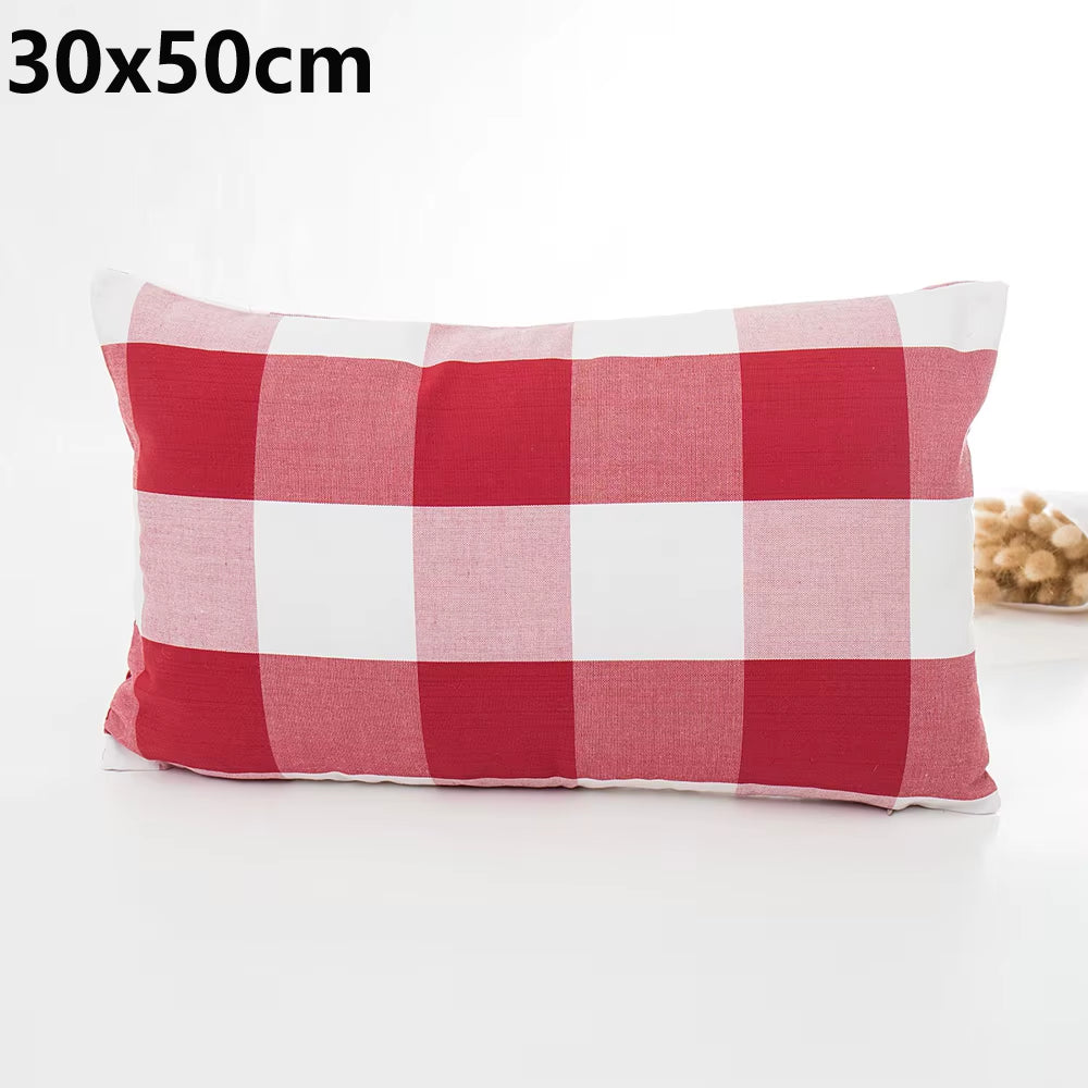 Plaid Sofa Cushion Cover 30X50/45X45CM Blue Red Coffee Orange Strip Home Hotel Office Couch Seat Decor Waist Throw Pillow Case
