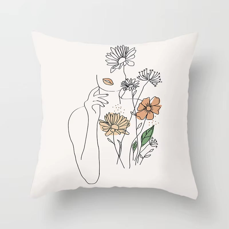 Brand New Nordic Simple Abstract Line Drawings Cushion Cases Morandi Decorative Pillows Case Modern Livingroom Sofa Throw Pillow