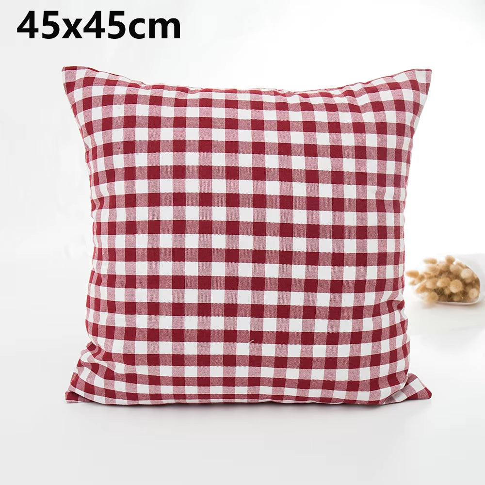 Plaid Sofa Cushion Cover 30X50/45X45CM Blue Red Coffee Orange Strip Home Hotel Office Couch Seat Decor Waist Throw Pillow Case