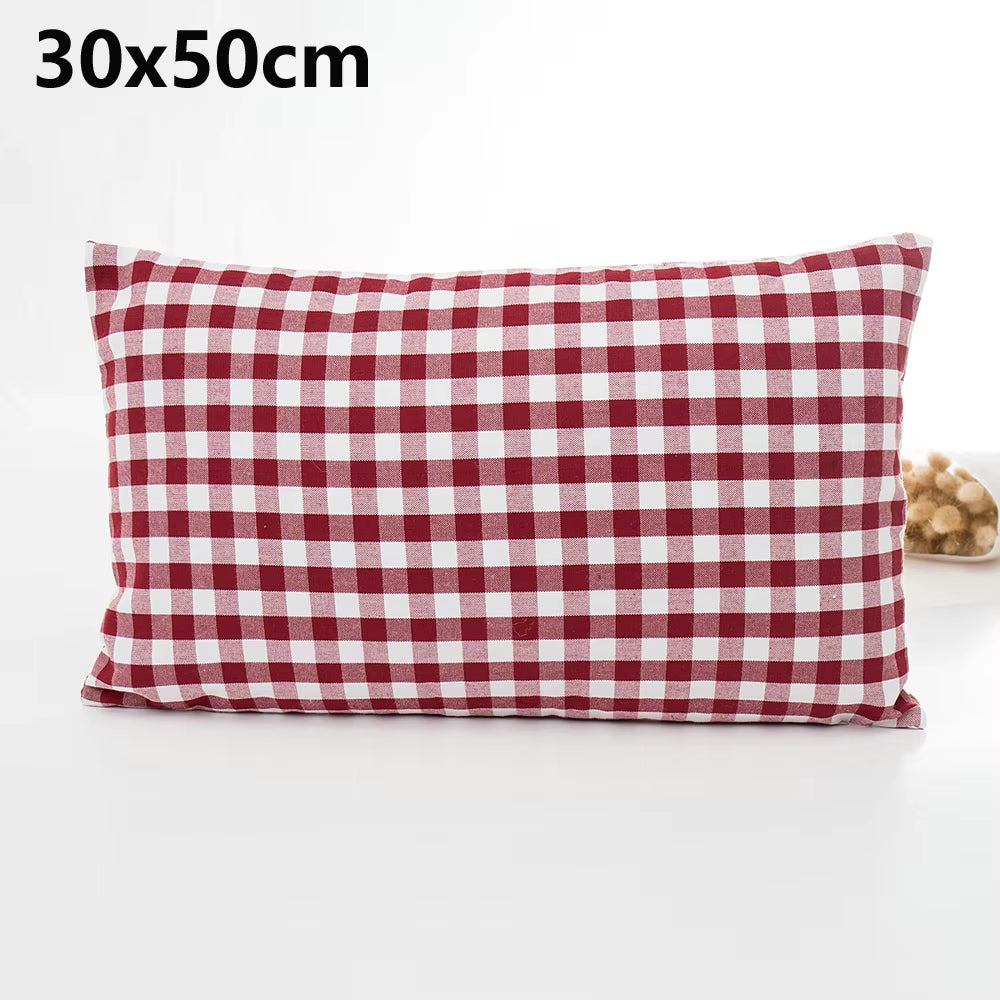 Plaid Sofa Cushion Cover 30X50/45X45CM Blue Red Coffee Orange Strip Home Hotel Office Couch Seat Decor Waist Throw Pillow Case