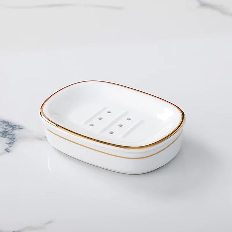 Nordic Light Luxury Ceramic Soap Dish Soap Container Jewelry Watch Storage Rack Hotel Household Shower Tray Bathroom Decoration