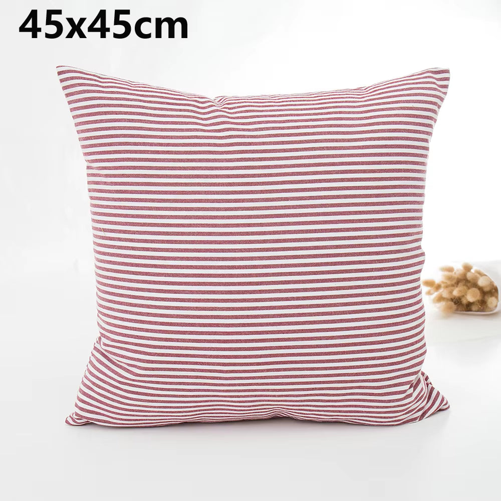 Plaid Sofa Cushion Cover 30X50/45X45CM Blue Red Coffee Orange Strip Home Hotel Office Couch Seat Decor Waist Throw Pillow Case